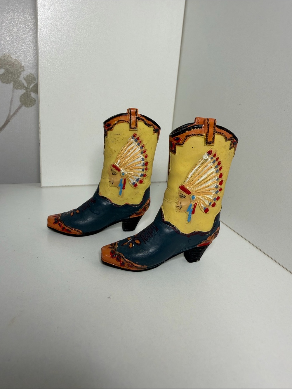 Pair of Miniature Cowboy Boots. Figurine.